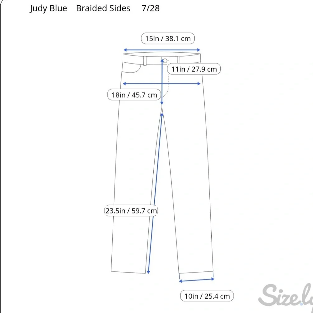 Judy Blue Wide Leg Crop Jeans Women’s 7/28 Medium Wash Braided Side 30x23.5 - Picture 14 of 14